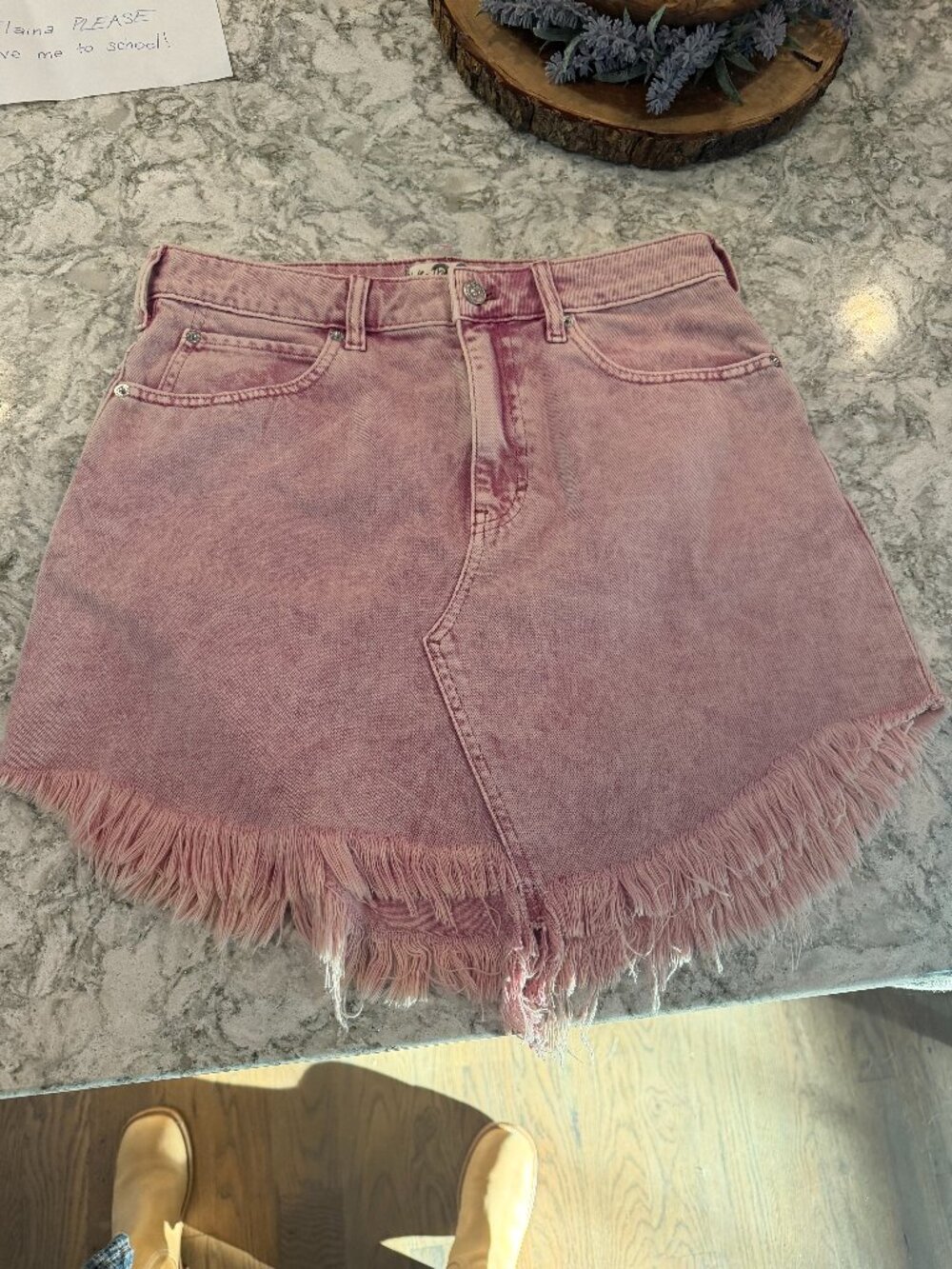 Free People pink denim Skirt